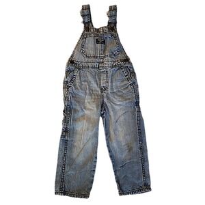 OshKosh B'Gosh Overalls Vestbak Cargo Pockets Light Wash Blue Toddler Size 3T